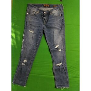 7 For All Mankind Women's Skinny Jeans Size 30 Medium Wash Distressed Denim